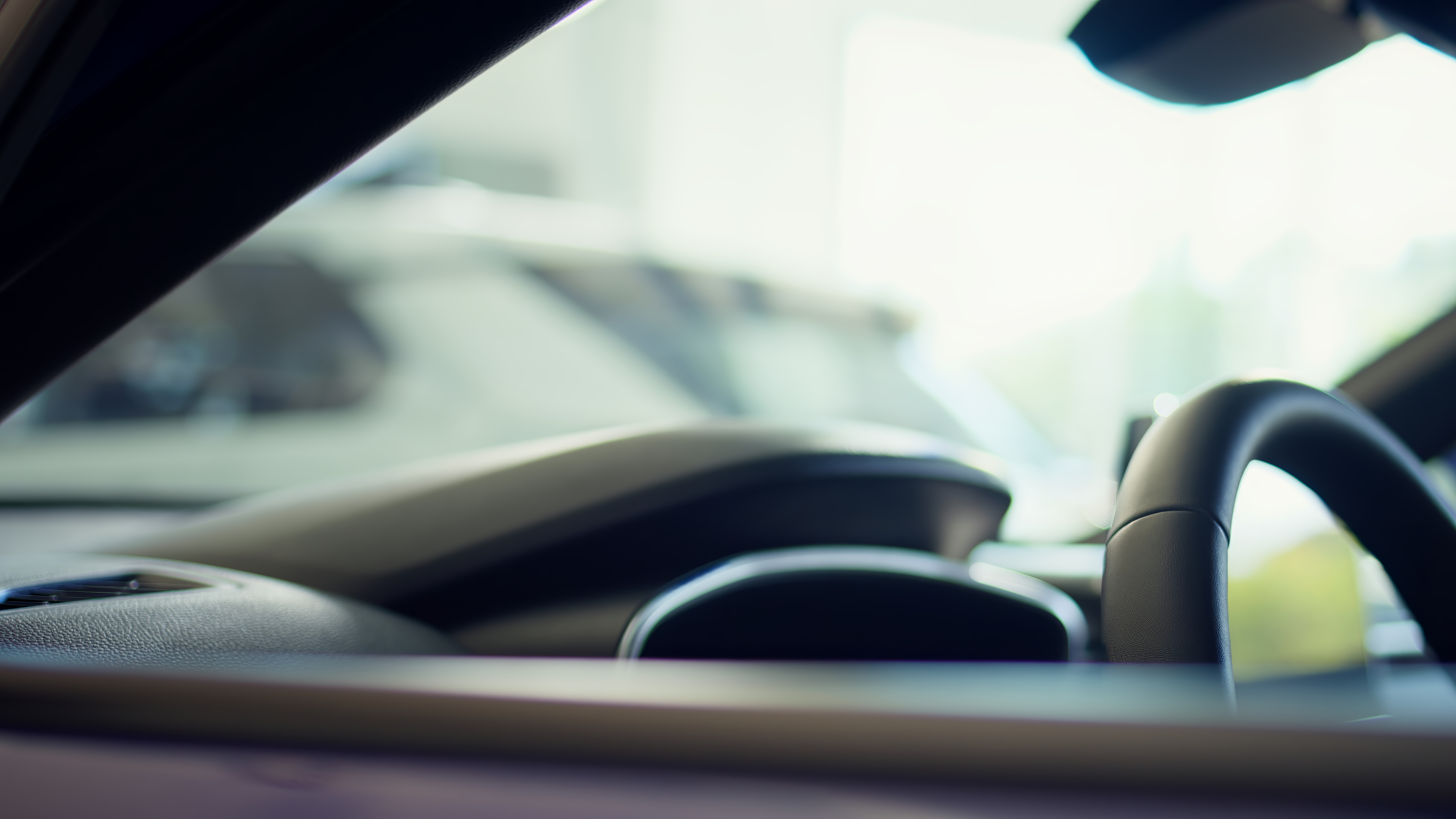 Modern professional driver steering a luxury car